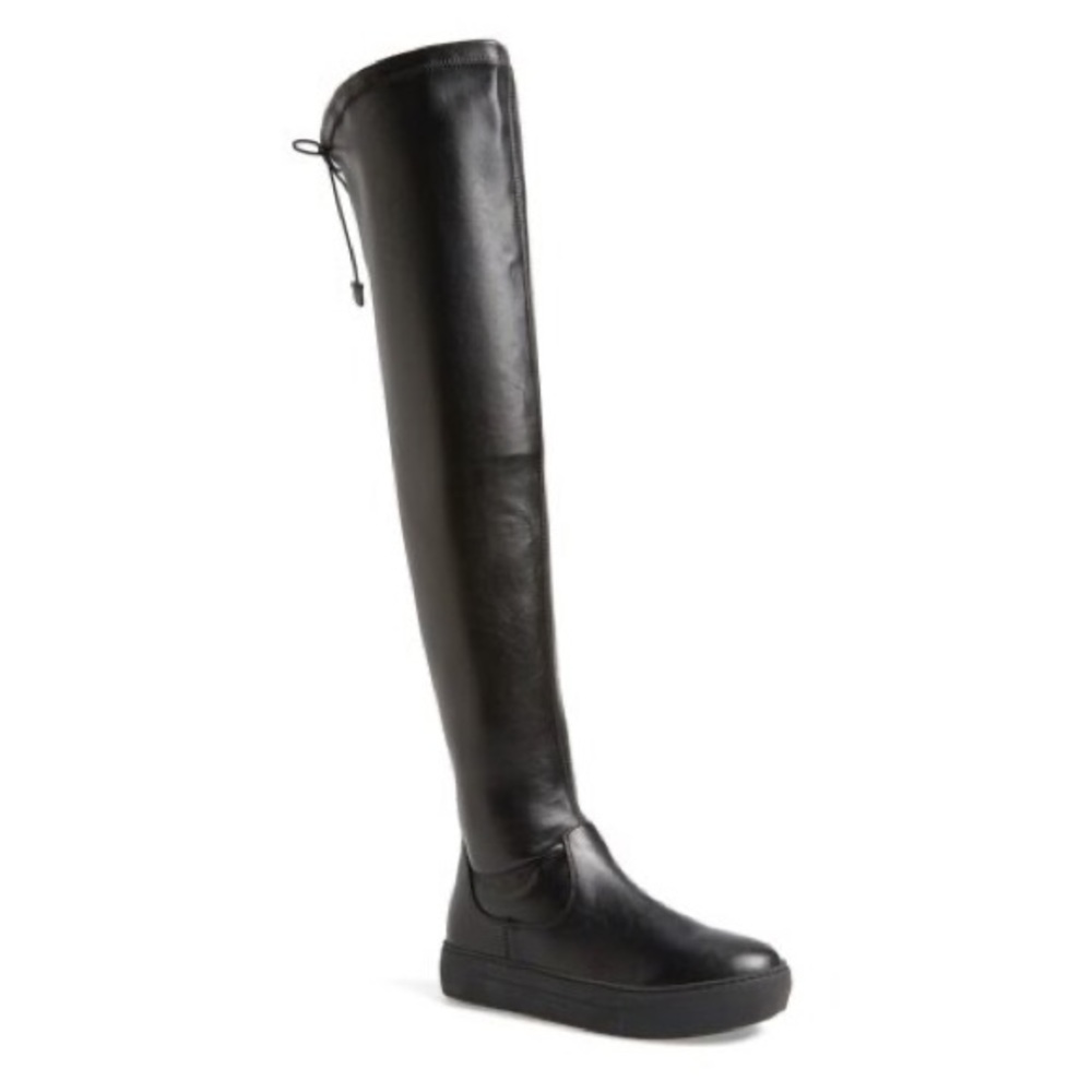 J Slides  - Women’s Size 6.5 Over the Knee Black Vegan Boot -EUC